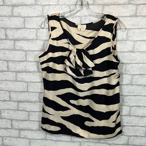 Kate spade ruffle zebra print sleeveless top size large